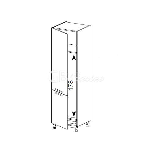 Meuble Colonne, réfrigérateur,  2 portes charnières à gauche, 1 étagère