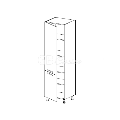 Meuble Colonne  rangement,  2 portes charnières à gauche, 4 étagères