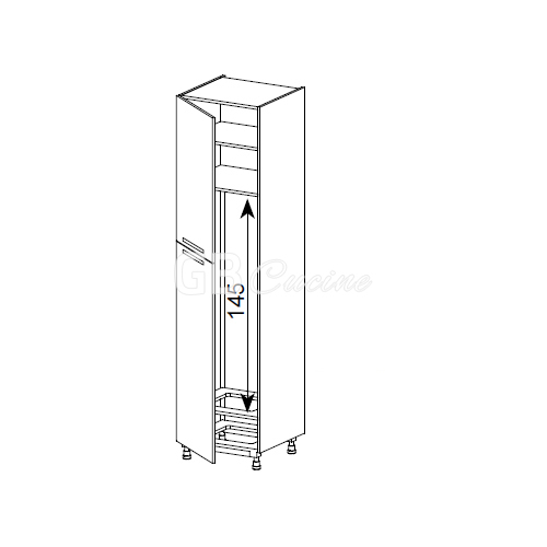 Meuble Colonne, réfrigérateur,  2 portes charnières à gauche, 1 étagère