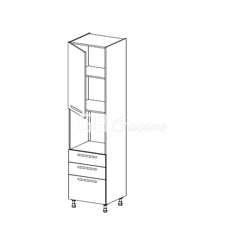 Meuble Colonne four simple,  1 porte charnières à gauche 2 tiroirs 1 coffre, 1 étagère