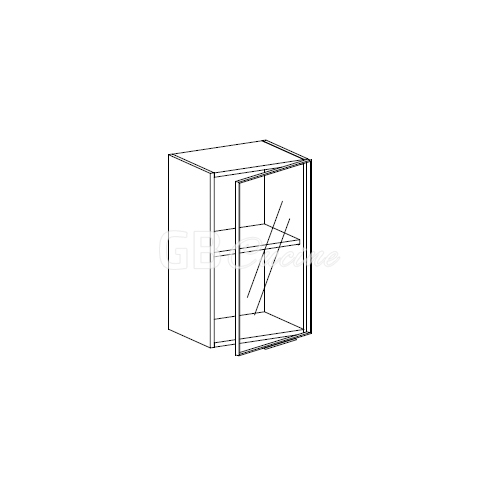 Meuble Haut,  1 porte  vitrine charnières à droite, 1 étagère