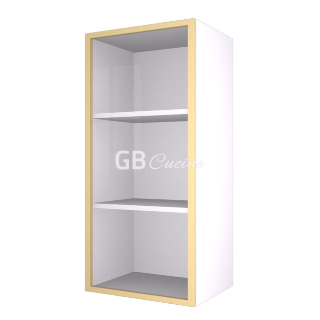Meuble Haut,  1 porte  vitrine charnières à droite, 2 étagères