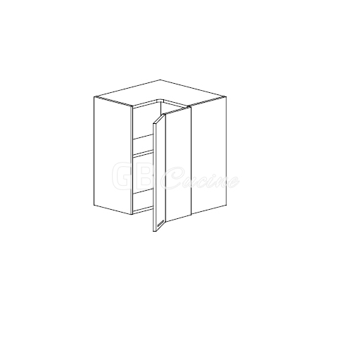 Meuble Haut angle droit,  2 portes charnières à droite, 1 étagère