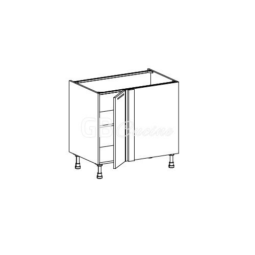 Meuble Bas angle droit,  1 porte de 30  charnières à droite, 1 étagère