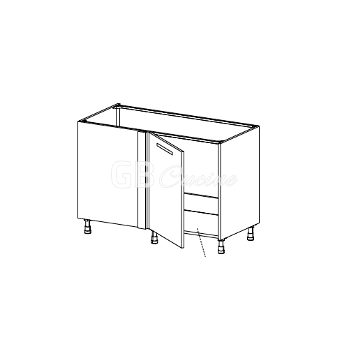 Meuble Bas sous evier angle gauche,  1 porte de 60  charnières à gauche