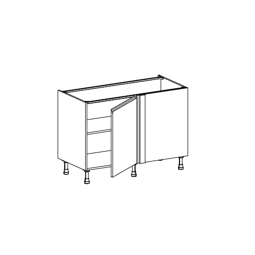 Meuble Bas angle droit,  1 porte de 60  charnières à droite, 1 étagère