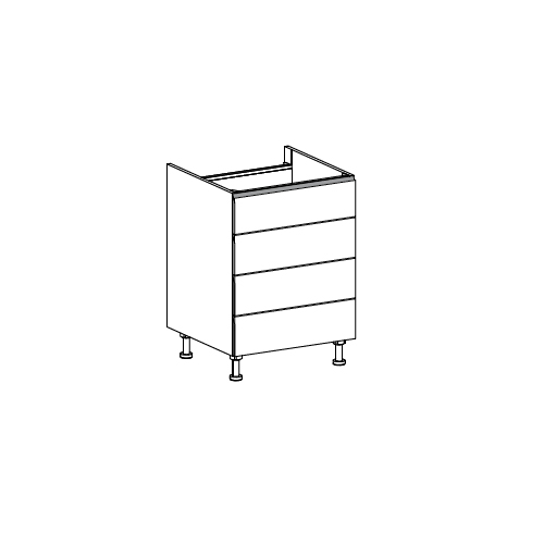 Meuble Bas, plaque de cuisson,  4 tiroirs