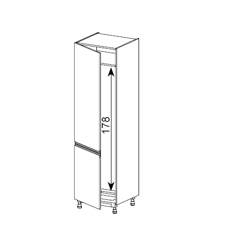 Meuble Colonne, réfrigérateur,  2 portes charnières à gauche, 1 étagère