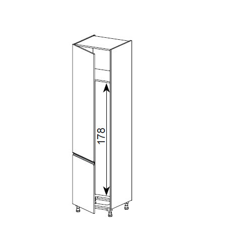 Meuble Colonne, réfrigérateur,  2 portes charnières à gauche, 1 étagère