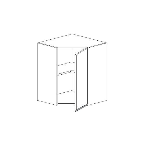 Meuble Haut angle droit,  2 portes charnières à droite, 1 étagère