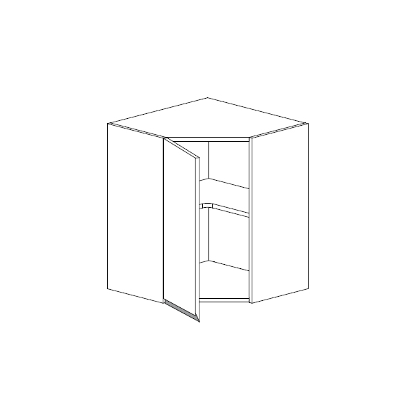 Meuble Haut angle gauche,  2 portes charnières à gauche, 1 étagère