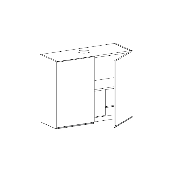 Meuble Haut  hotte à intégrer,  2 portes, 1 étagère