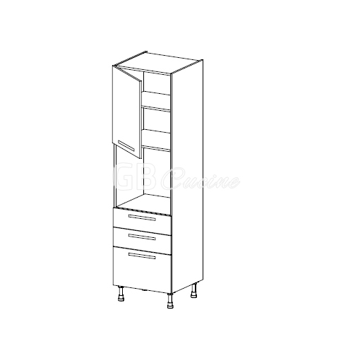 Meuble Colonne four simple,  1 porte charnières à gauche 2 tiroirs 1 coffre, 1 étagère