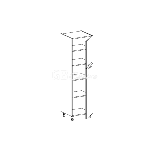 Meuble Colonne  rangement,  2 portes charnières à droite, 4 étagères