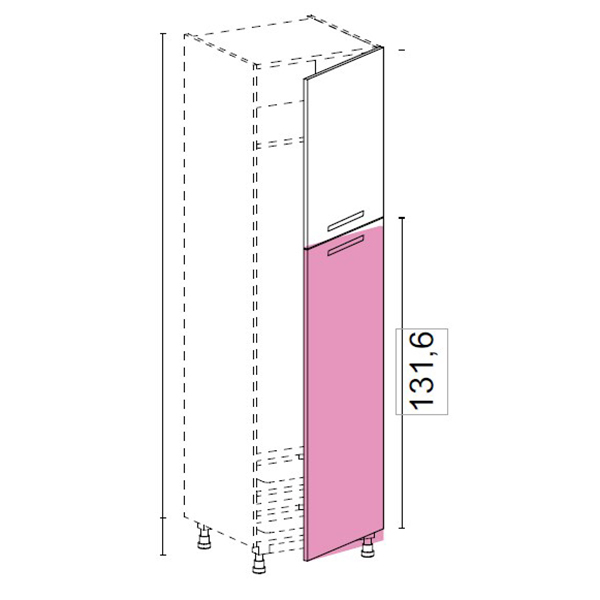 1 porte pour meuble colonne gauche - HT 131.6