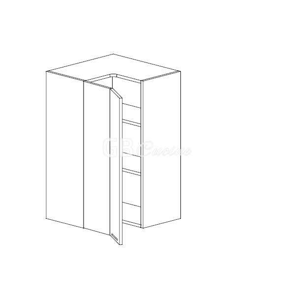 Meuble Haut angle gauche,  2 portes charnières à gauche, 2 étagères