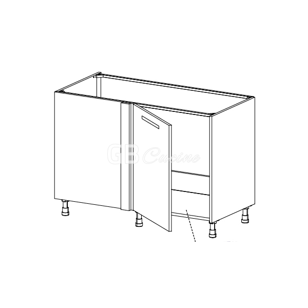 Meuble Bas sous evier angle gauche,  1 porte de 60  charnières à gauche