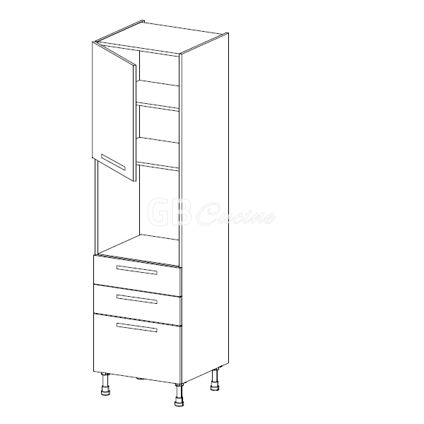 Meuble Colonne four simple,  1 porte charnières à gauche 2 tiroirs 1 coffre, 1 étagère