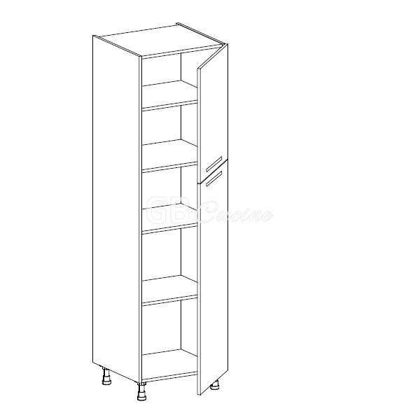 Meuble Colonne  rangement,  2 portes charnières à droite, 4 étagères