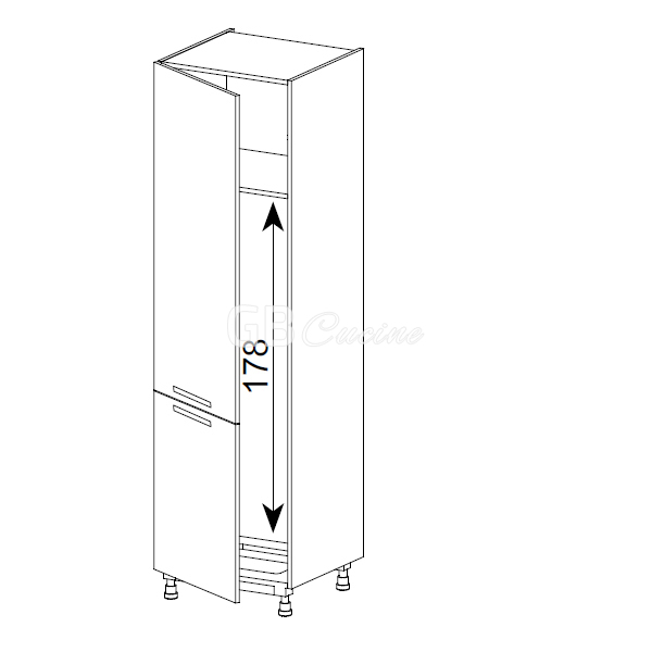 Meuble Colonne, réfrigérateur,  2 portes charnières à gauche, 1 étagère