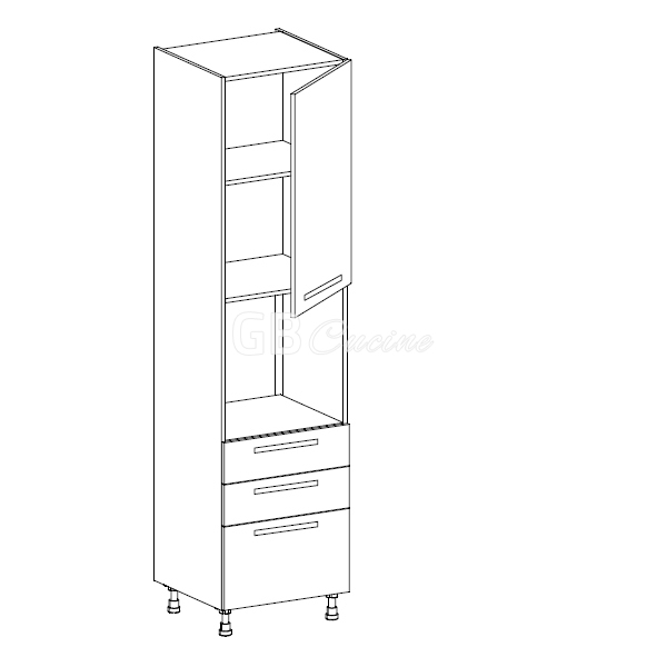 Meuble Colonne four simple,  1 porte charnières à droite 2 tiroirs 1 coffre, 1 étagère