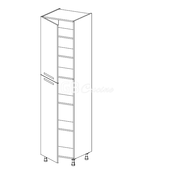 Meuble Colonne  rangement,  2 portes charnières à gauche, 5 étagères