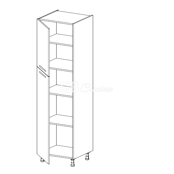 Velvet White meuble colonne rangement, 2 portes charnières à gauche, 4  étagères L60xH216xP58 - GBCUCINE