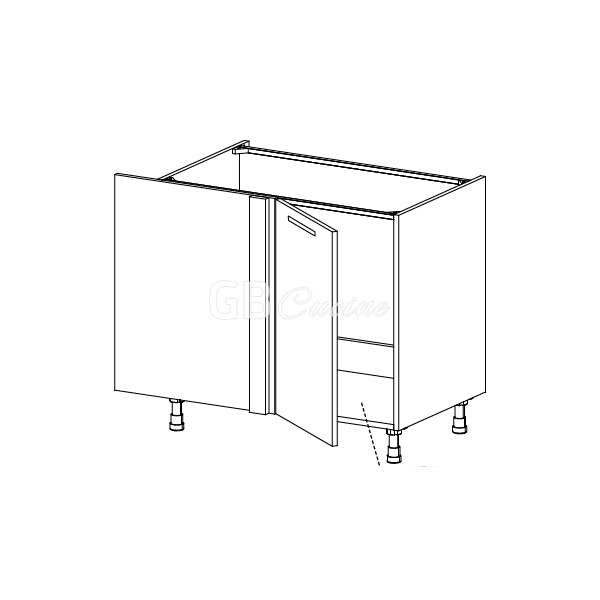 Meuble Bas sous evier angle gauche,  1 porte de 45  charnières à gauche