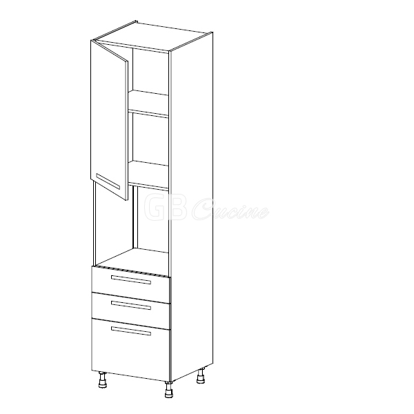 Meuble Colonne four simple,  1 porte charnières à gauche 2 tiroirs 1 coffre, 1 étagère