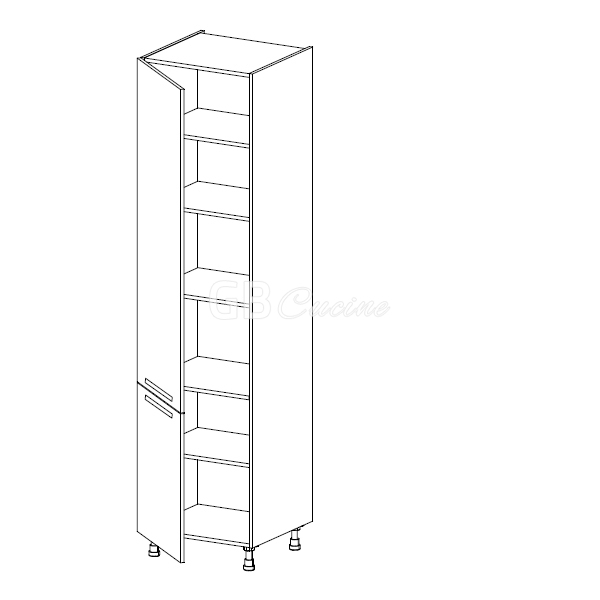 Meuble Colonne  rangement,  2 portes charnières à gauche, 5 étagères