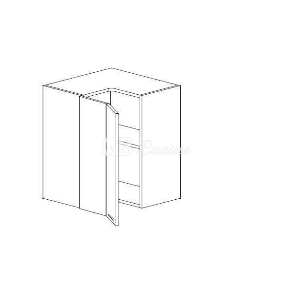 Meuble Haut angle gauche,  2 portes charnières à gauche, 1 étagère