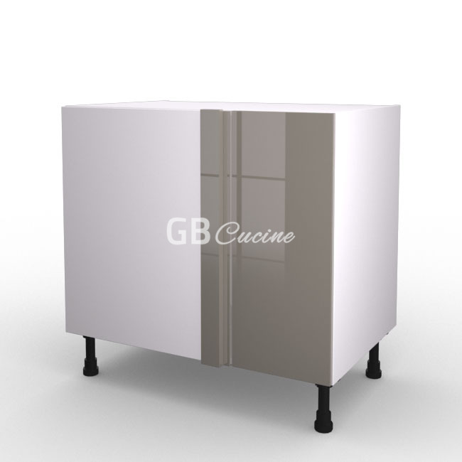 Meuble Bas angle gauche,  1 porte de 30  charnières à gauche, 1 étagère