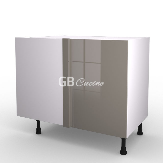 Meuble Bas angle gauche,  1 porte de 45  charnières à gauche, 1 étagère