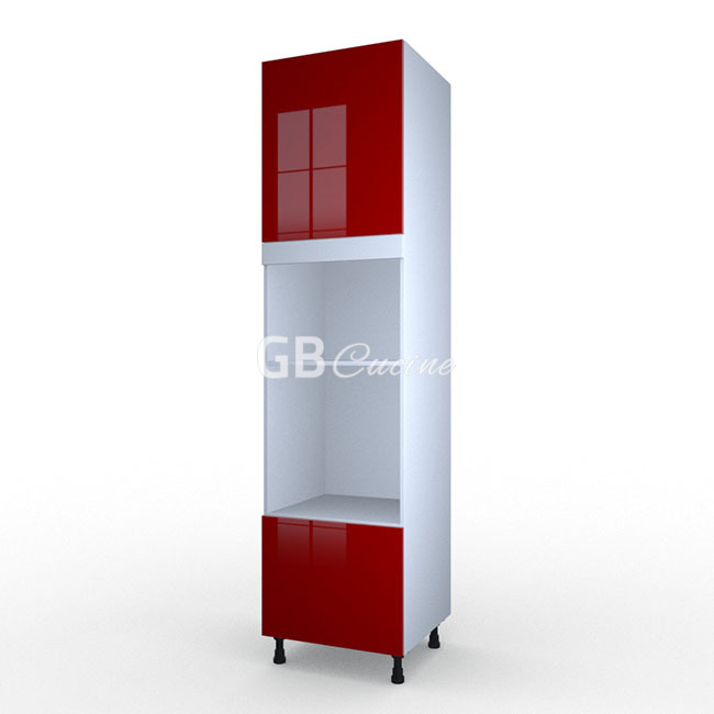 Glossy Red meuble colonne four micro-onde, 2 portes charnières à