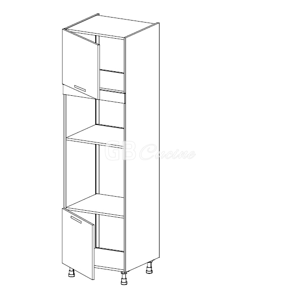 Rosso segnale meuble colonne four micro-onde, 2 portes charnières