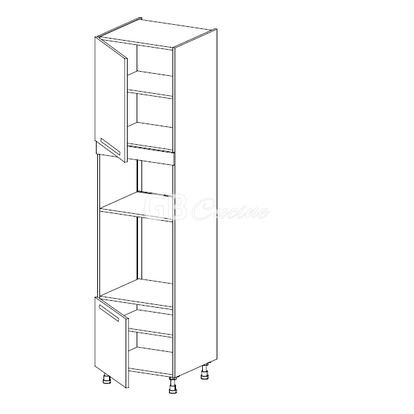 Rosso segnale meuble colonne four micro-onde, 2 portes charnières