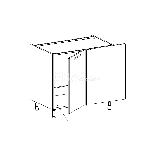 Meuble Bas sous evier angle droit,  1 porte de 45  charnières à droite