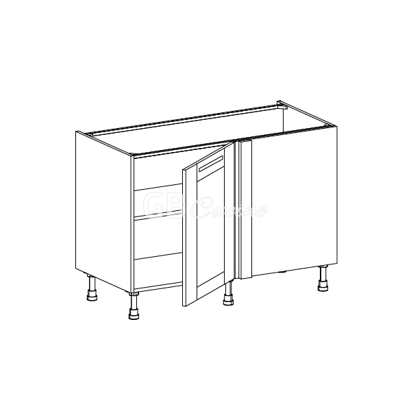 Meuble Bas angle droit,  1 porte de 60  charnières à droite, 1 étagère