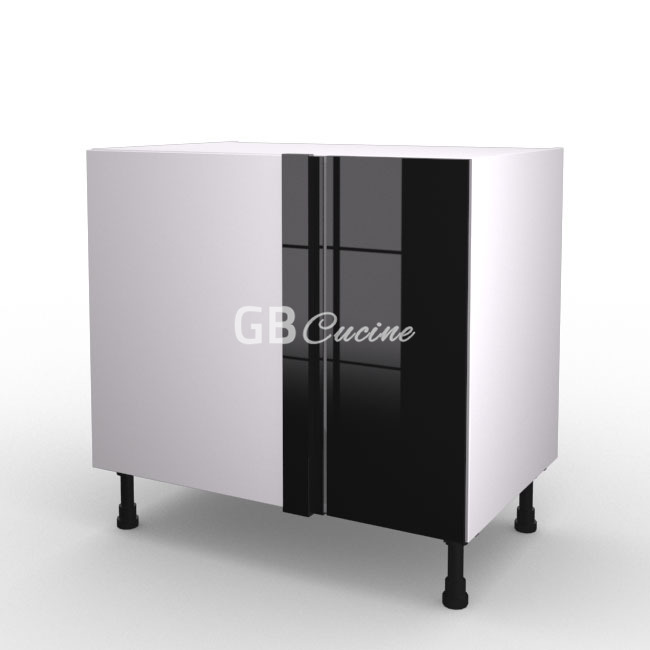 Meuble Bas angle gauche,  1 porte de 30  charnières à gauche, 1 étagère