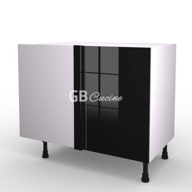 Meuble Bas angle gauche,  1 porte de 45  charnières à gauche, 1 étagère