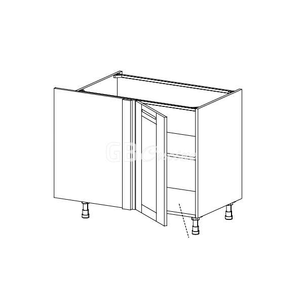 Meuble Bas sous evier angle gauche,  1 porte de 45  charnières à gauche