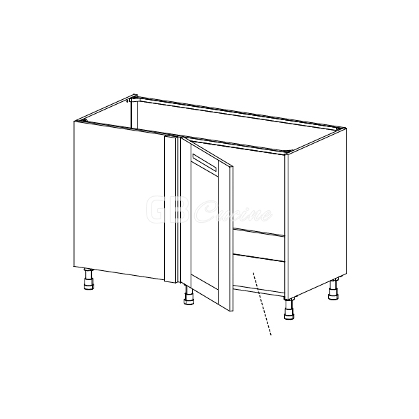 Meuble Bas sous evier angle gauche,  1 porte de 60  charnières à gauche