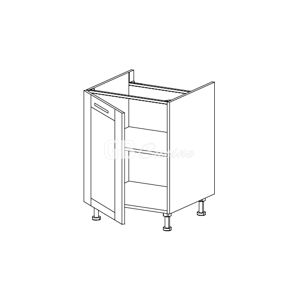 Meuble Bas, plaque de cuisson,  1 porte charnières à gauche, 1 étagère