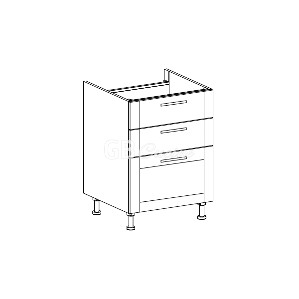 Meuble Bas, plaque de cuisson,  2 tiroirs 1 coffre