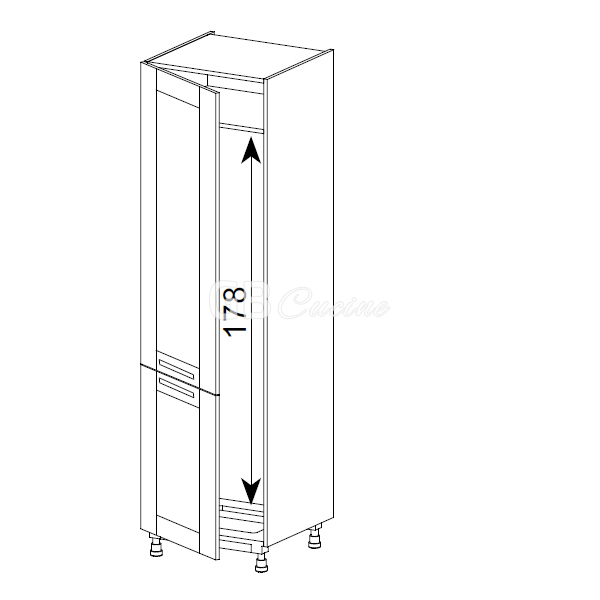 Meuble Colonne, réfrigérateur,  2 portes charnières à gauche, 1 étagère