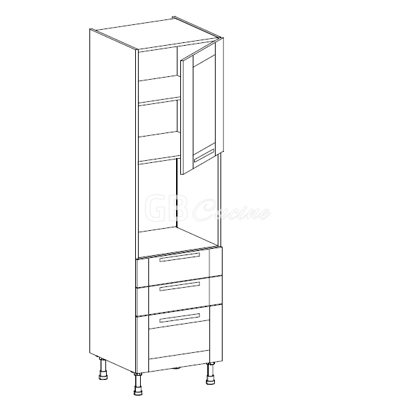 Meuble Colonne four simple,  1 porte charnières à droite 2 tiroirs 1 coffre, 1 étagère