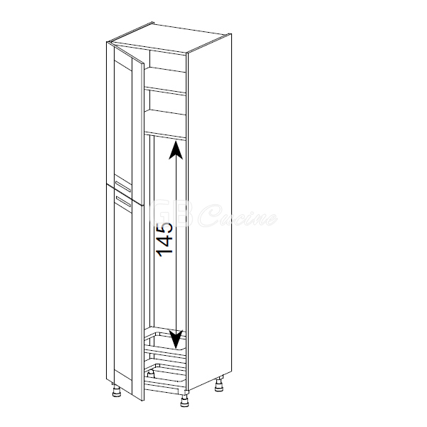 Meuble Colonne, réfrigérateur,  2 portes charnières à gauche, 1 étagère