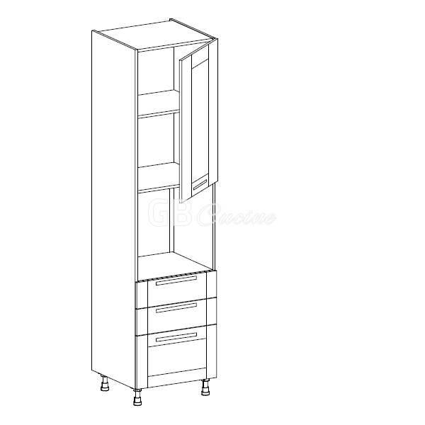 Meuble Colonne four simple,  1 porte charnières à droite 2 tiroirs 1 coffre, 1 étagère