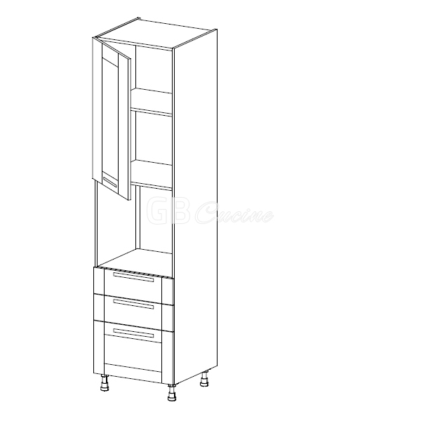 Meuble Colonne four simple,  1 porte charnières à gauche 2 tiroirs 1 coffre, 1 étagère