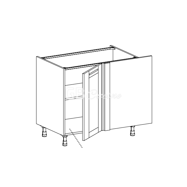 Meuble Bas sous evier angle droit,  1 porte de 45  charnières à droite